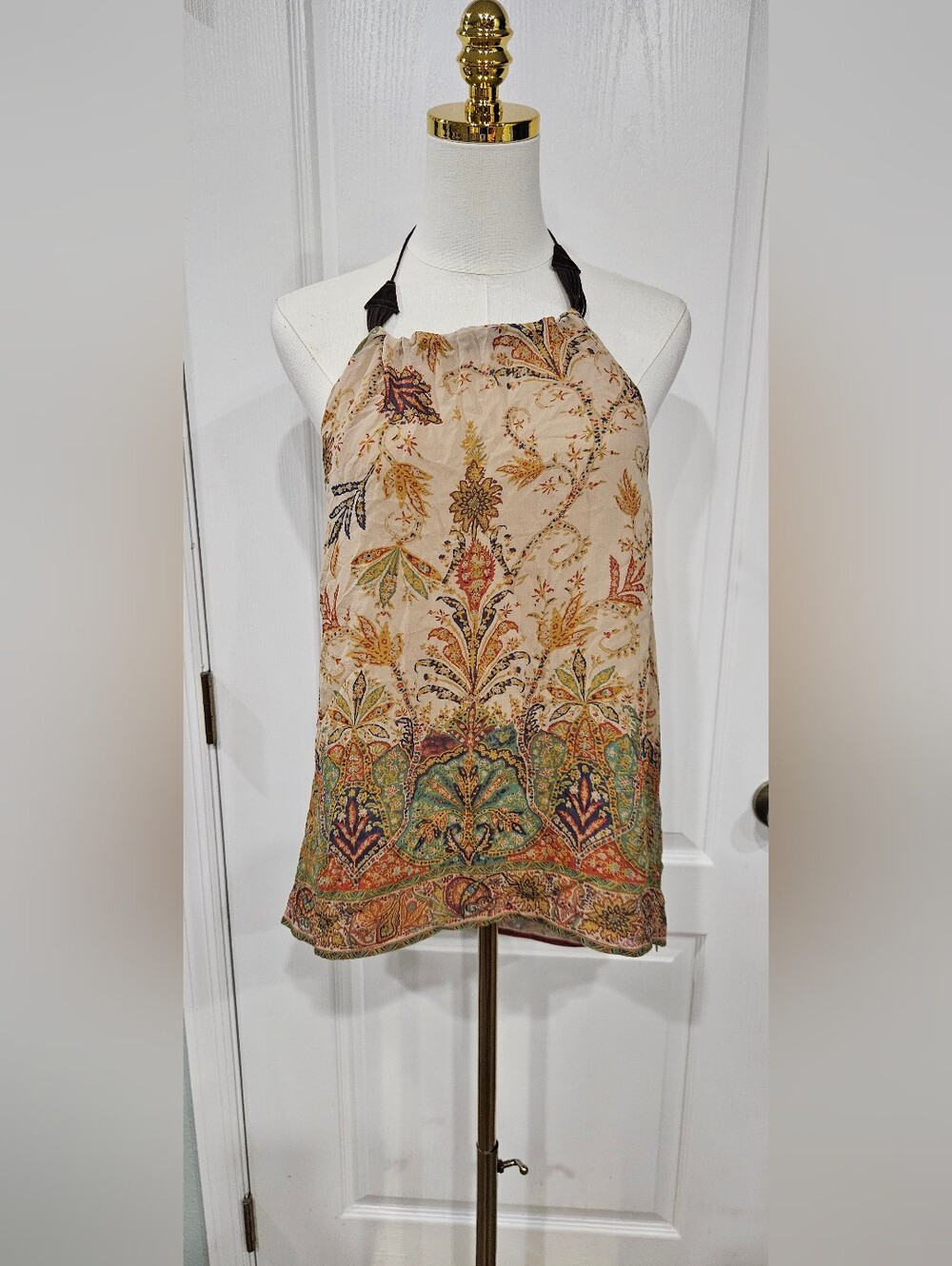Lauren Ralph Lauren Beige Paisley Halter Camisole with Multicolor Print